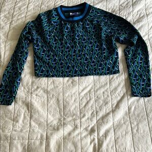 Future Collective x Kahlana Barfield Brown Blue and Green Patterned Crop Top